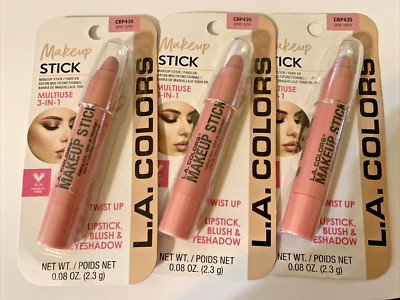 3X L.A. COLORS ALL-IN-ONE MAKEUP STICK - LIPSTICK/BLUSH/EYESHADOW PINK SATIN 435