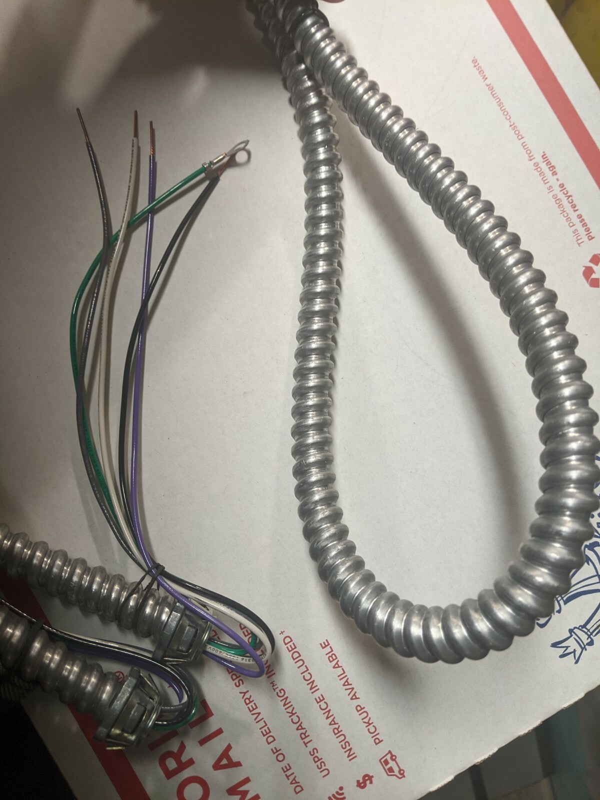 6ft A/C Whip Luminary can light Armored Cable aluminum 3/8 conduit pre