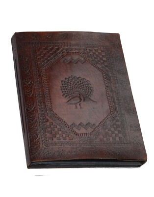 Produktbild von ROOGU Fotoalbum Handmade Aus Leder – Pfauenmuster, Vintage, 80 Schwarze Seiten Für 200 Fotos