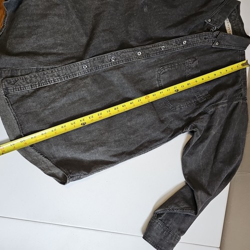 Vintage NUOVO Jeans wear Distressed Faded Black Button Down Long Sleeve Shirt L - Picture 5 of 7
