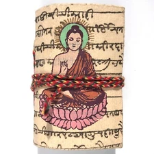 Mini Buddha Journal handmade paper Buddha Seated on Lotus altar pocket purse