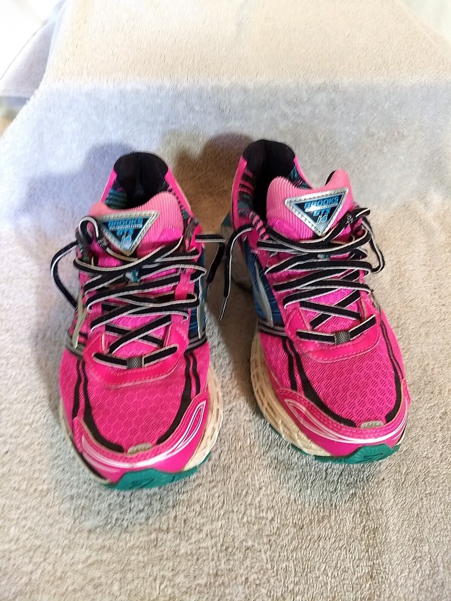 Brooks Womens Adrenaline GTS 14 Pink Running Shoes, Size: 8 Pre