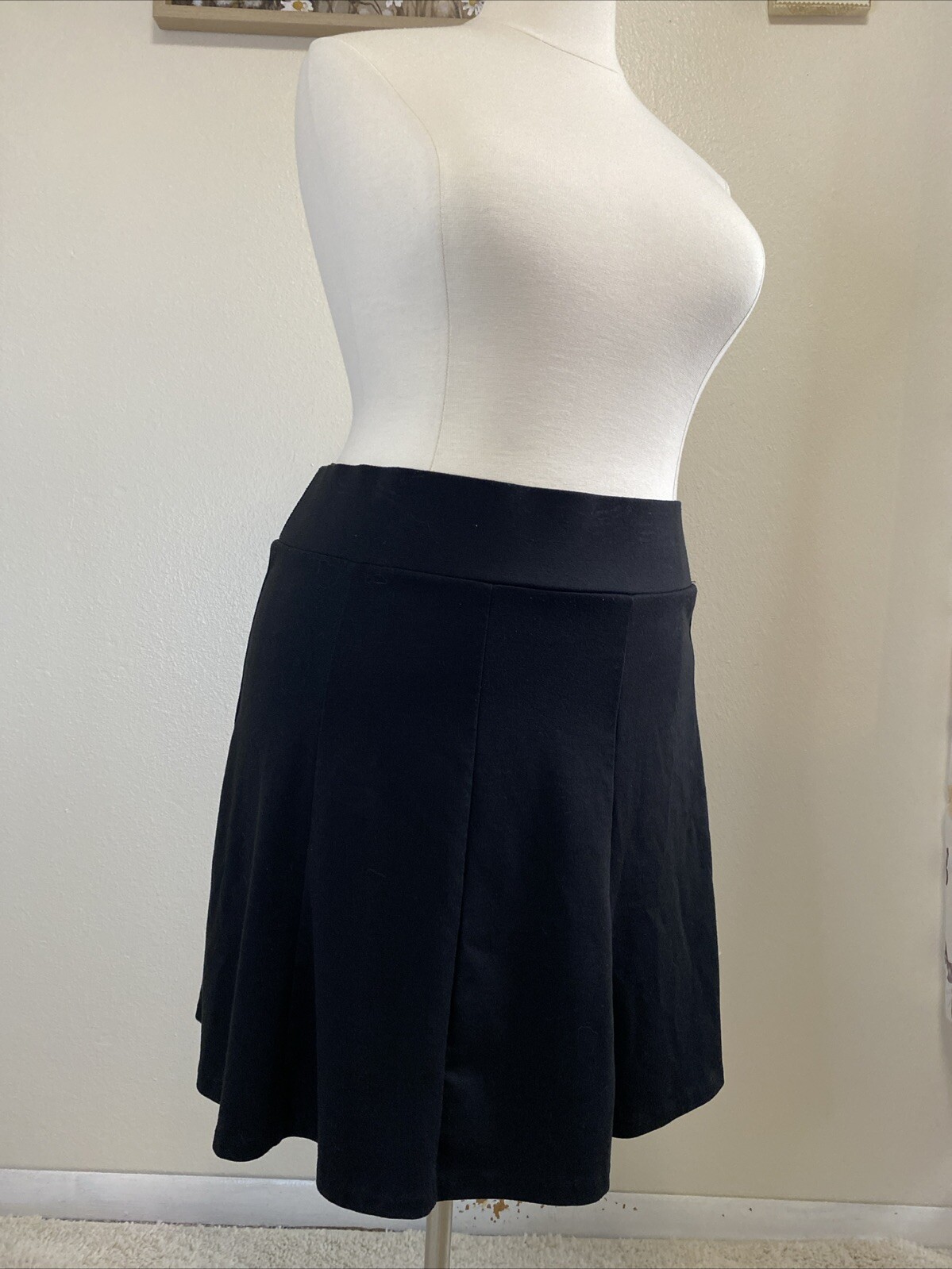 Maurice Plus Size Black Stretch Flare Midi Skirt Fits 18/20