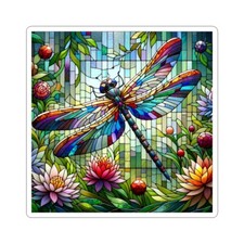 Sticker Stained Glass Dragonfly Garden 2x2 3x3 4x4 6x6