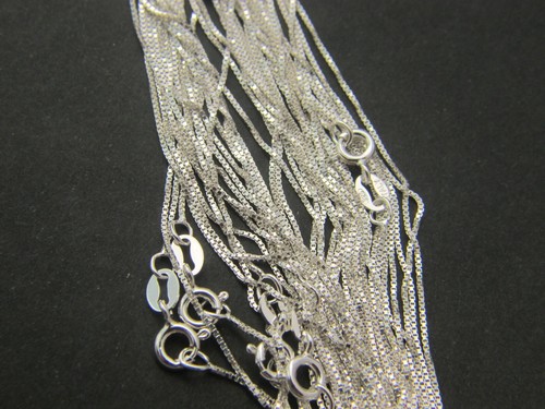 20" lot of 8 chains wholesale Sterling Silver Necklace Box Chain 925 Italy .8mm - 第 1/6 張圖片