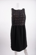 Loft Ann Taylor Womens Dress Floral Lace Sz 8 Black Knee Length
