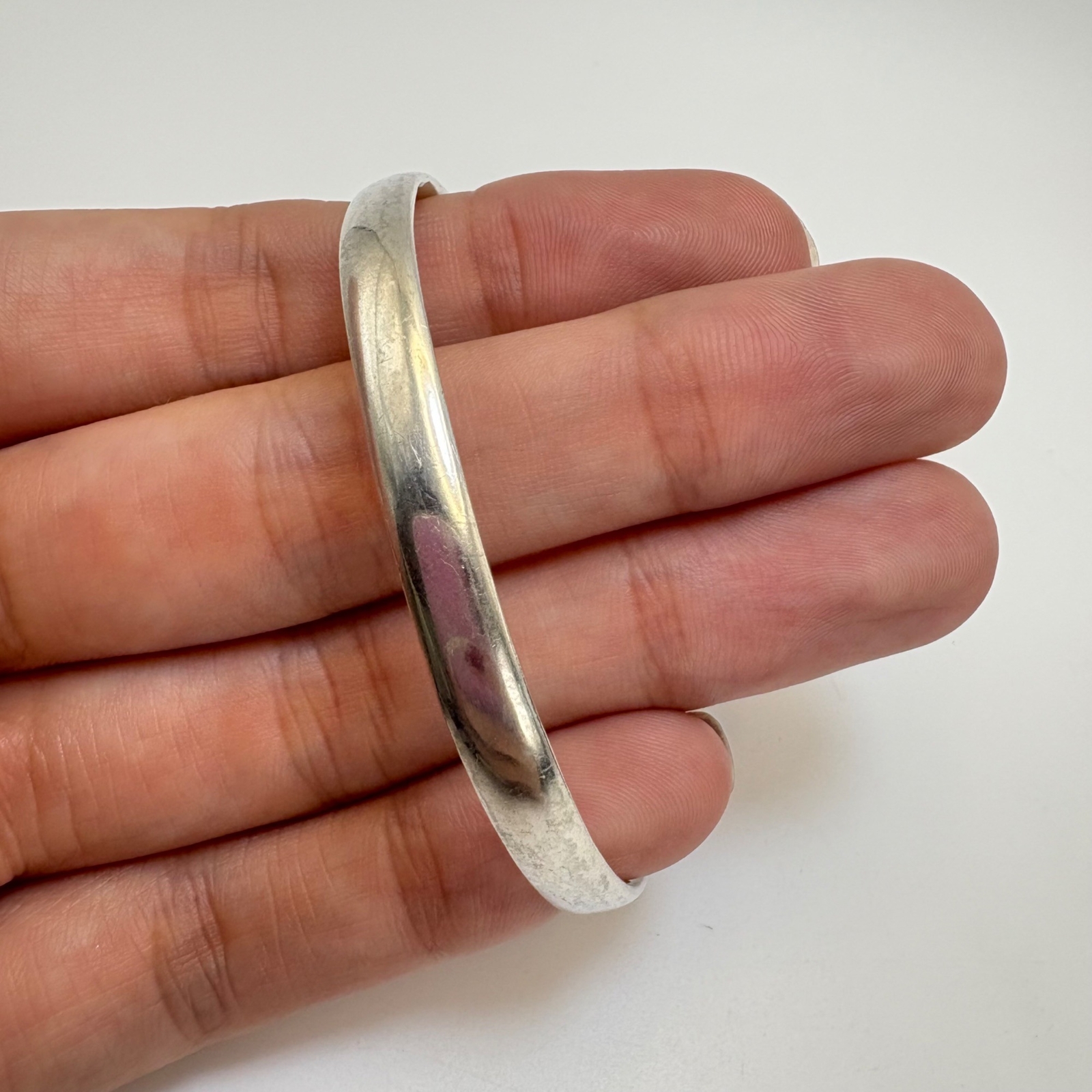 VTG Solid Sterling Silver 925 Rounded Open Cuff B… - image 9