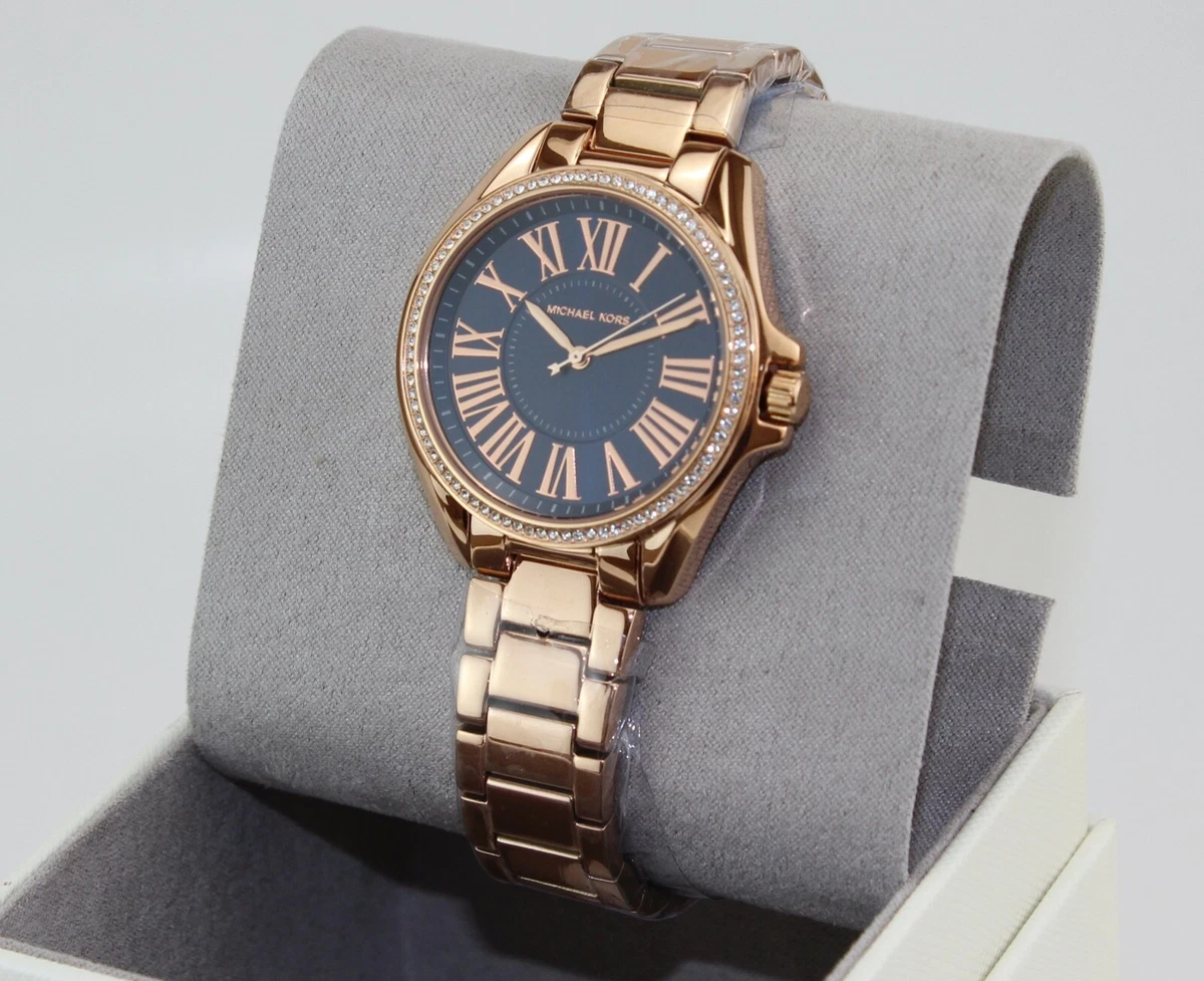 NEW AUTHENTIC MICHAEL KORS KACIE ROSE GOLD NAVY BLUE CRYSTALS MK6930 WOMEN WATCH