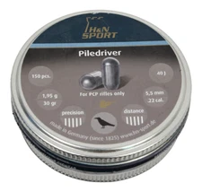 H&N Piledriver 150 Count CYLINDRICAL DOMED 5.5mm .22 Caliber Airgun Pellets B