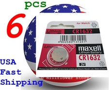 6 piece CR1632 1632 LR1632 Maxell Card 3V Lithium Coin Battery with trk