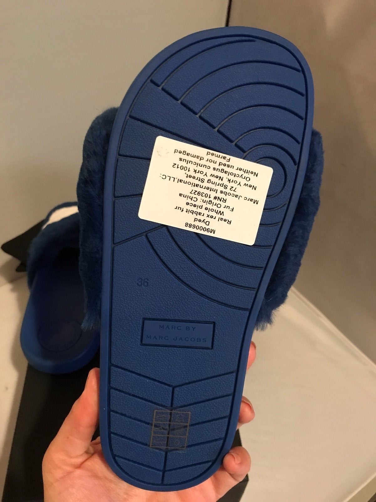 New in box! Marc by Marc Jacobs Women's Dot Fur Slide Sandal - Blue - Sold out!! image 4