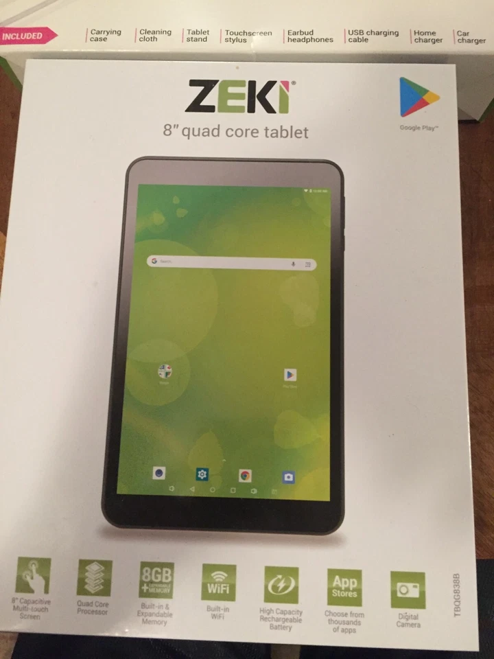 ZEKI- 8" QUAD CORE TABLET- WIFI- TOUCH SCREEN- WITH ACCESSORIES KIT- NEW- TBQG83 - Image 2 of 4
