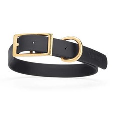 Dog Pet Collar with Brass Hardware Size L W 1 L 18 - 22 Black