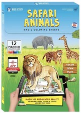 Safari Animals Augmented Reality Coloring Book w/ Learning Activities, W/ App