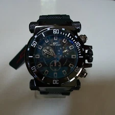 Men's Heavy Black Hematite Finish Rubber Band Fashion Dressy Hip Hop Watch