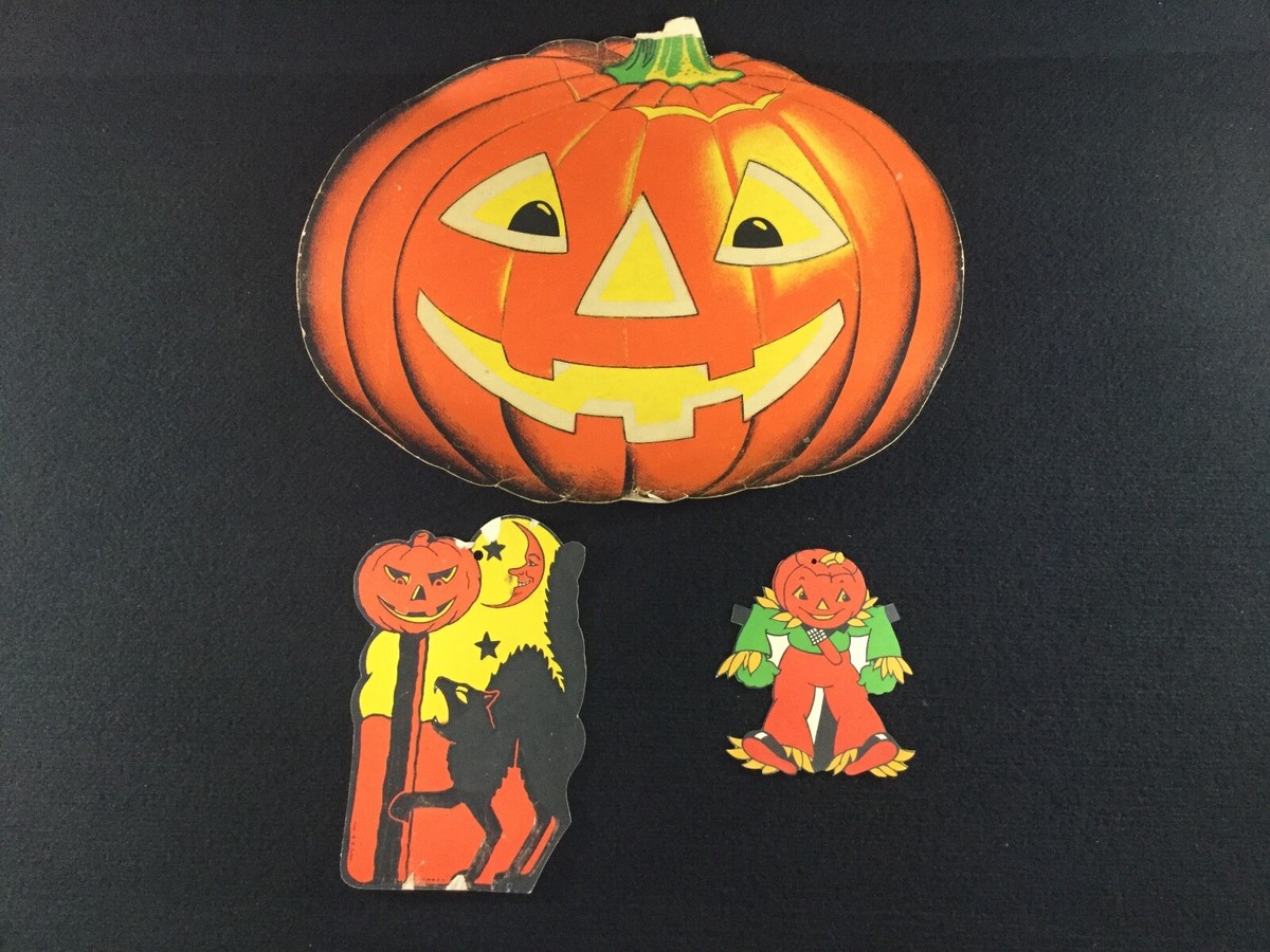 VINTAGE 1940-50'S HALLOWEEN DECORATIONS H.E. LUHRS JACK O