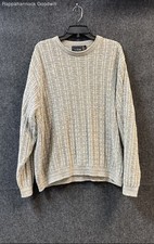 Vintage 90s Bill Blass Men's Gray Textured Knit Crewneck Sweater Sz XL USA Made