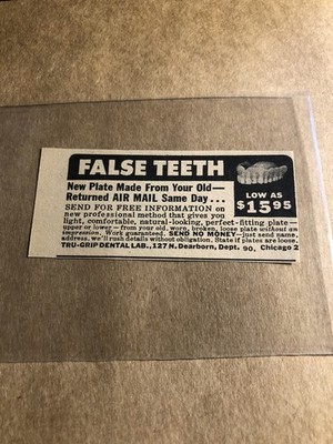 1900's Print Ad False Teeth, TRU-GRIP DENTAL LAB, Chicago SV1.