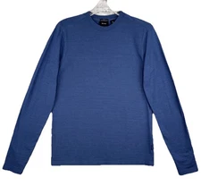 Hugo Boss Mens Long Sleeve Shirt M Blue 100% Cotton Slim Fit Designer Staple