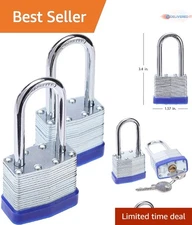 Laminated Steel Key Lock 1-9/16 in. Wide Body 2 Pack Keyed Alike for Security