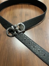 Salvatore Ferragamo Men's Double Gancini Buckle Leather Belt