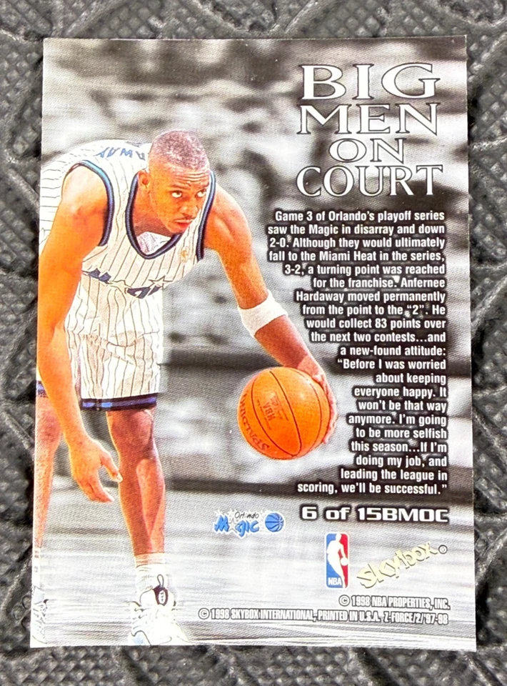 1997-98 Skybox Z-Force Big Men on Court Anfernee Hardaway #6 of 15BMOC Penny - Image 2 of 4