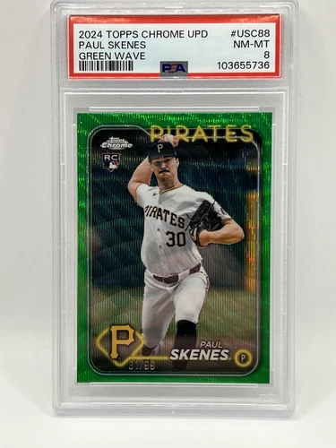 2024 Topps Chrome Update #USC88 Paul Skenes GREEN WAVE /99 PSA 8 RC Rookie