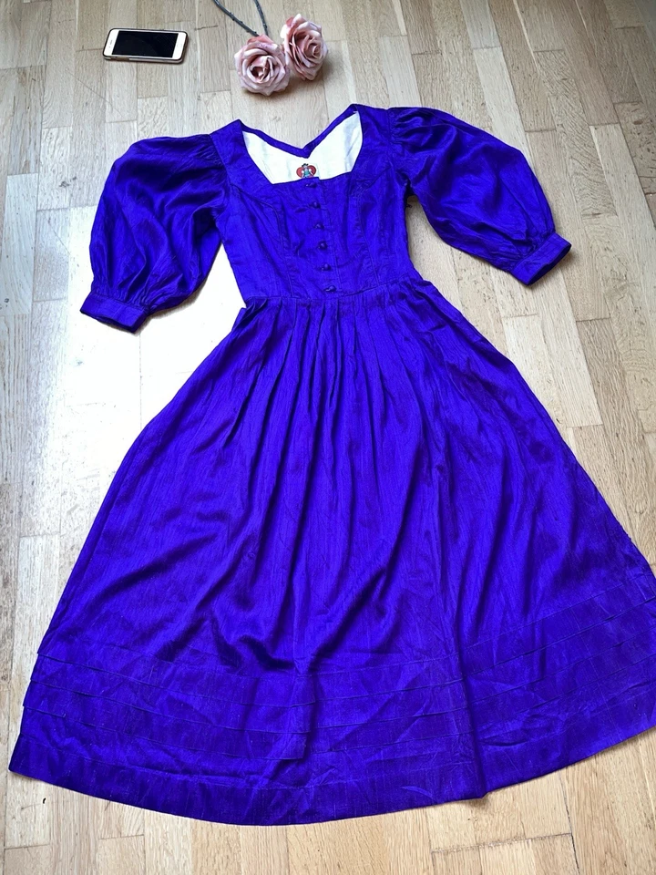 Vintage 100% Seide Salzburger Dirndl / Gr. 30-32 Trachtenkleid - Bild 4 von 4