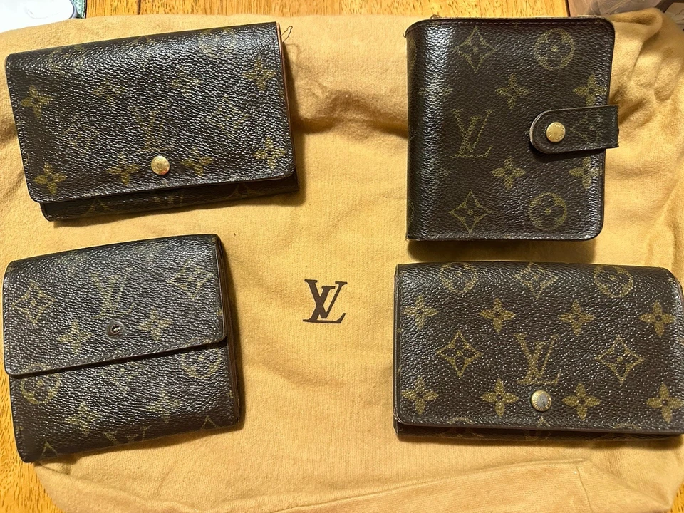 Lote de 4 Carteras Louis Vuitton Auténticas Monograma De Colección Reparaciones Necesarias Foto 3 de 4