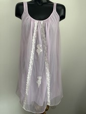 Vintage Ballerina 1960s Sheer Nylon Chiffon Babydoll Nighty Lingerie