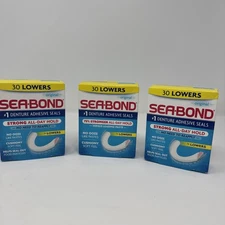 3 Pack Sea-Bond Lower Adhesive Denture Seals, Original, 30 Ct