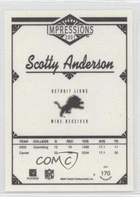 2001 Impressions Premiere Date Missing Serial Number Scotty Anderson Rookie RC - Image 2 of 2