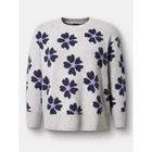 Torrid Sweater 3X Vegan Cashmere Pullover Gray/Purple Floral Crew Plus Size NWT