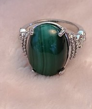 Ring, size 6 - Malachite Solitaire