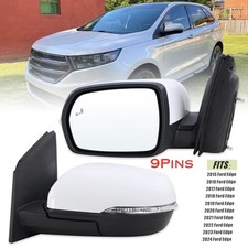 Left Driver Side Door Mirror for 2015-2024 Ford Edge Blind Spot Heated White
