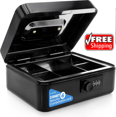 #ad Security Money Box Fire Proof Lock Safe Storage Cash Gun Jewelry Portable Safety $22.15