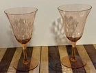 2 Vintage Depression Glass Stemware w/diamond Optic Pattern Tiffin Glass Company