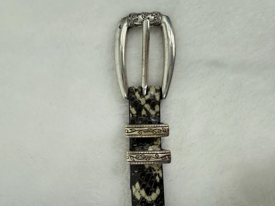 Vintage Brighton Belt Medium Large 32 Snakeskin Silver Buckle 90s Boho Womens - Image 2 of 4