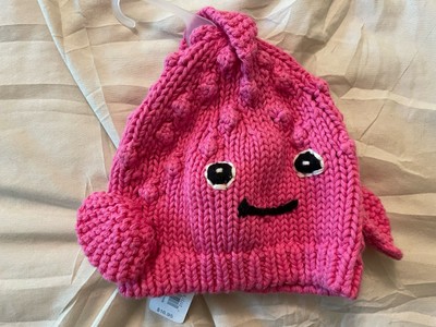 Baby Gap Pink Fish Hat Fins Happy Face Knit Preemie Up To 7lbs Girl Newborn