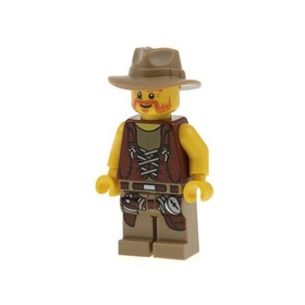 1X Lego Minifigure Dino Hero Torso Red Brown Fedora Hat Beige 5884 61506 Dino005