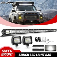 52" Led Work Light Bar Combo + 2x 4" Fog Pods + For Toyota 4Runner Tacoma RAV4