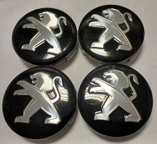 4 Nabendeckel/Radkappen für Alufelgen von Peugeot in schwarz 60mm