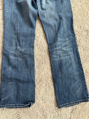 Vigoss Juniors Bootcut Medium Wash Blue Denim Distressed 5-Pocket Jeans 17