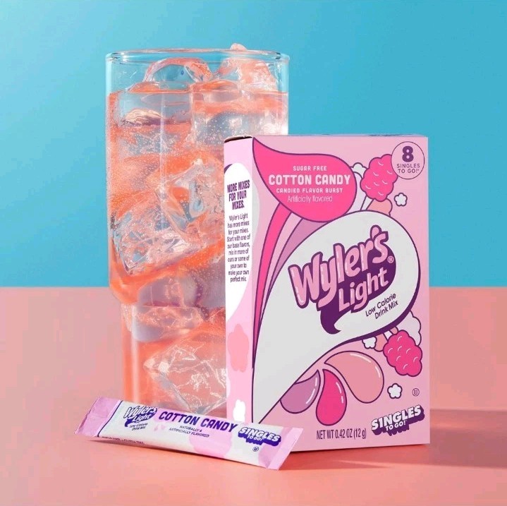(3-Boxes) Wylers Light Tiktok Inspired COTTON CANDY Drink Mix, 8-Sticks Per Box 