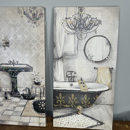 Leinwand Badezimmer Dekor ausgeblendet Badezimmer französischer Stil Wandbehang 15x8 - Bild 9 von 12