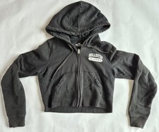 Hollister Sweatjacke cropped Kapuzenpullover Gr. M  Damen Hoodie schwarz NEU