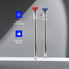 12" Frostproof Outdoor Faucet Hot and Cold Water Faucet Outside Hose Bib Tap