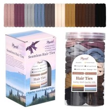 100 PCS Nylon Hair Ties No Damage,Extra Thick Large 2 10 Neutral Colors-A