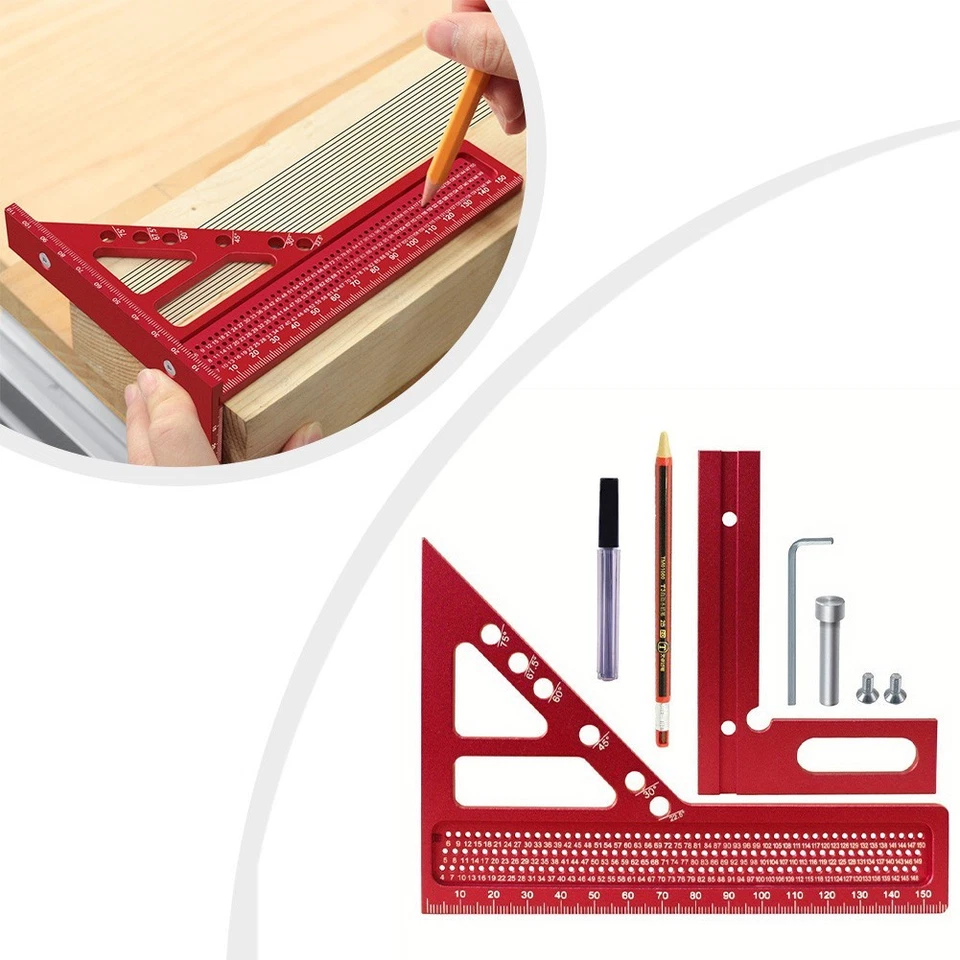 Regla triángulo de dibujo multiángulo con escribador de grado y sujeción de pasador Foto 2 de 4