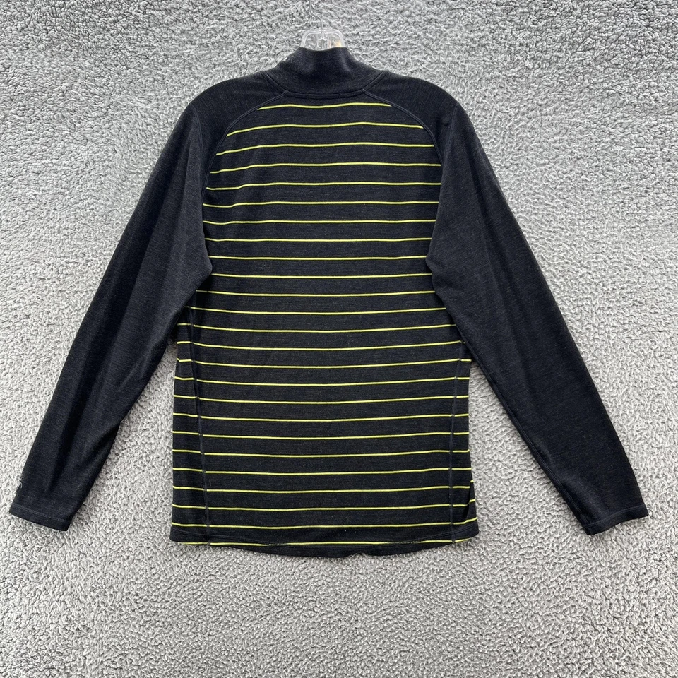 Smartwool Sweater Men Medium Gray Stripe Quarter Zip Merino Wool Outdoor Base - Image 4 of 4